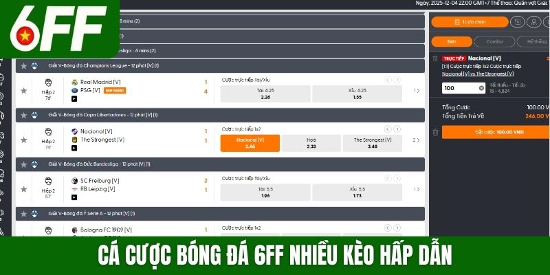 Cá cược bóng đá 6FF nhiều kèo hấp dẫn