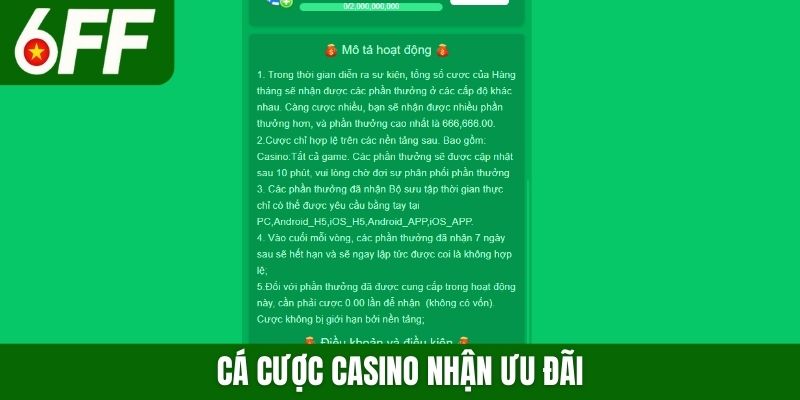 Cá cược casino nhận ưu đãi