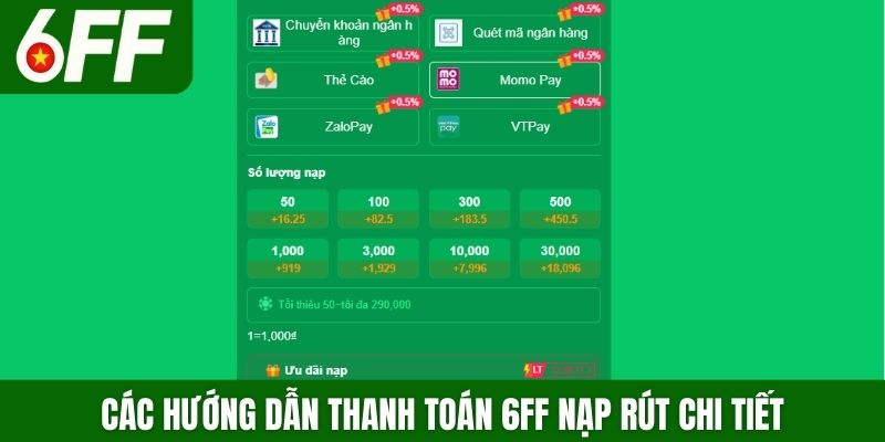 Các hướng dẫn thanh toán 6FF nạp rút chi tiết