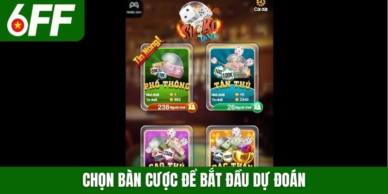 Chọn bàn cược để bắt đầu dự đoán
