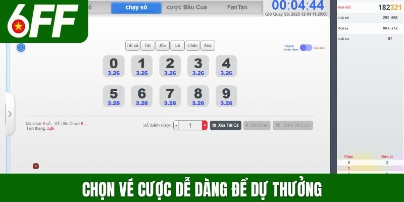Chọn vé cược dễ dàng để dự thưởng