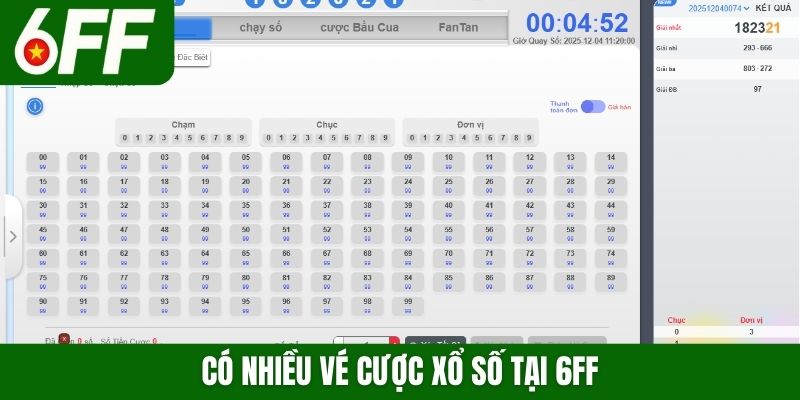Có nhiều vé cược xổ số tại 6FF