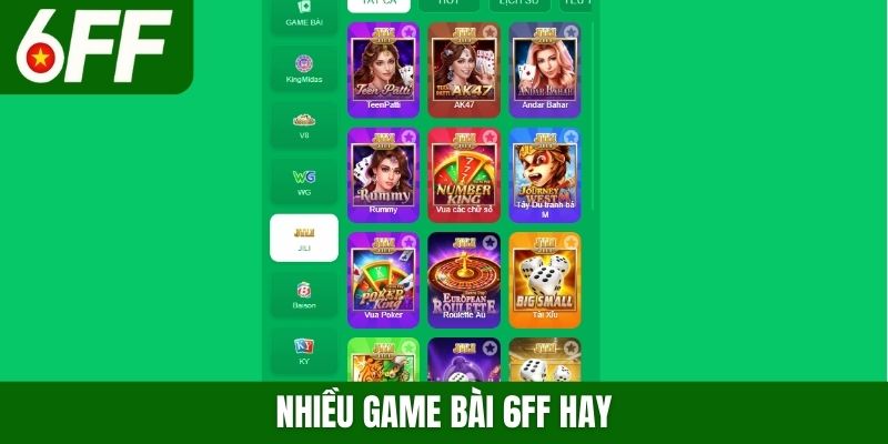 Nhiều game bài 6FF hay