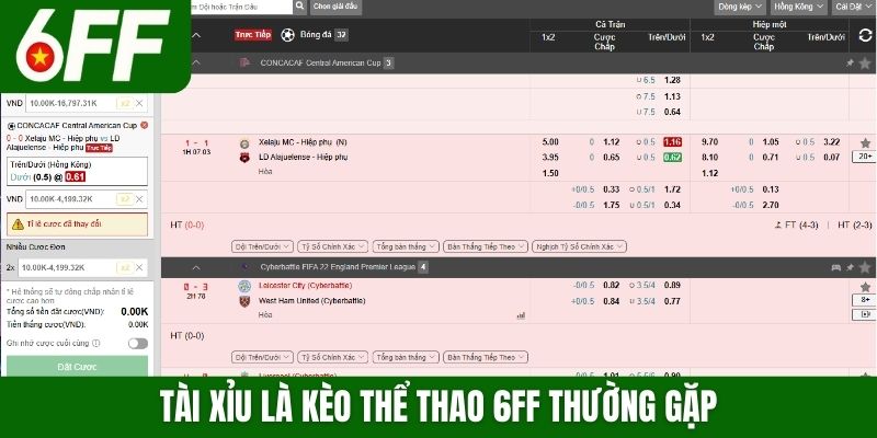 Tài xỉu là kèo thể thao 6FF thường gặp