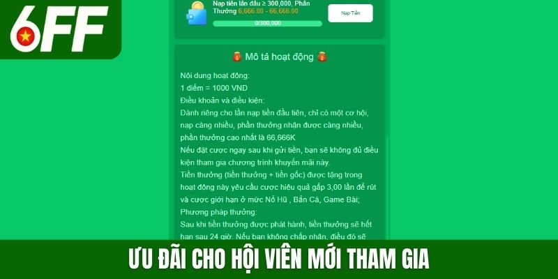 Ưu đãi cho hội viên mới tham gia